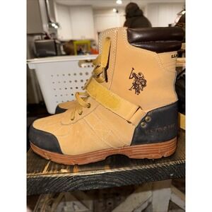 US Polo Assn Connor Wheat Logo Lace Up Combat Work Boots Mens Size 10.5